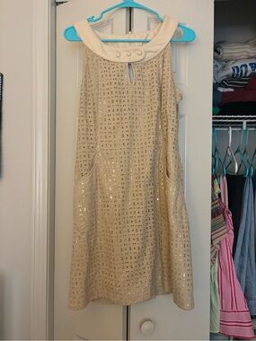 Alexia Admor Cream Sequin Eyelet Mini Dress